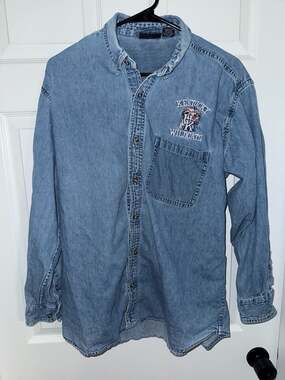 Vintage Planet Athletics Kentucky Wildcats Embroidered Denim Button-Down Shirt